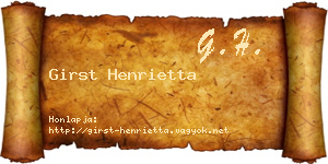 Girst Henrietta névjegykártya